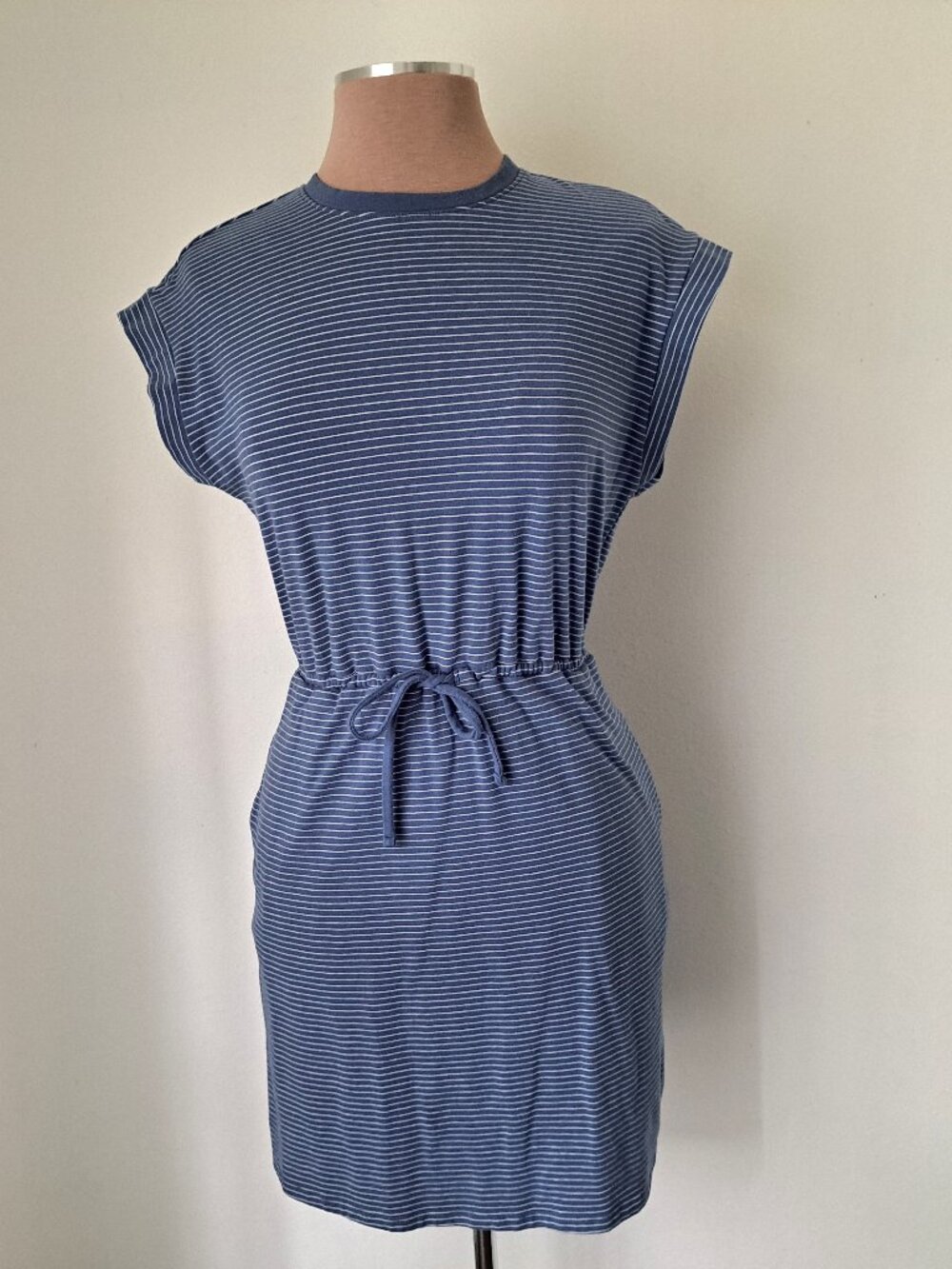 a new day Women's Sleeveless Stripes Dress Blue/White Size S